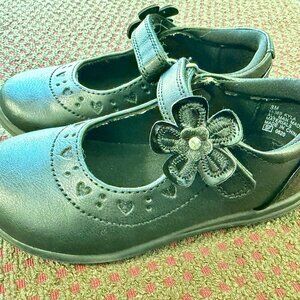 Toddler Girls Size 8M Black Mary Jane Shoes With Flower Rachel Shoes